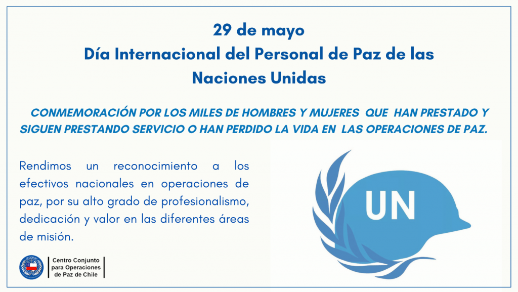 29 DE MAYO                                                  DÍA INTERNACIONAL DEL PERSONAL DE LA PAZ DE LAS NACIONES UNIDAS «INTERNATIONAL DAY OF UN PEACEKEEPERS»